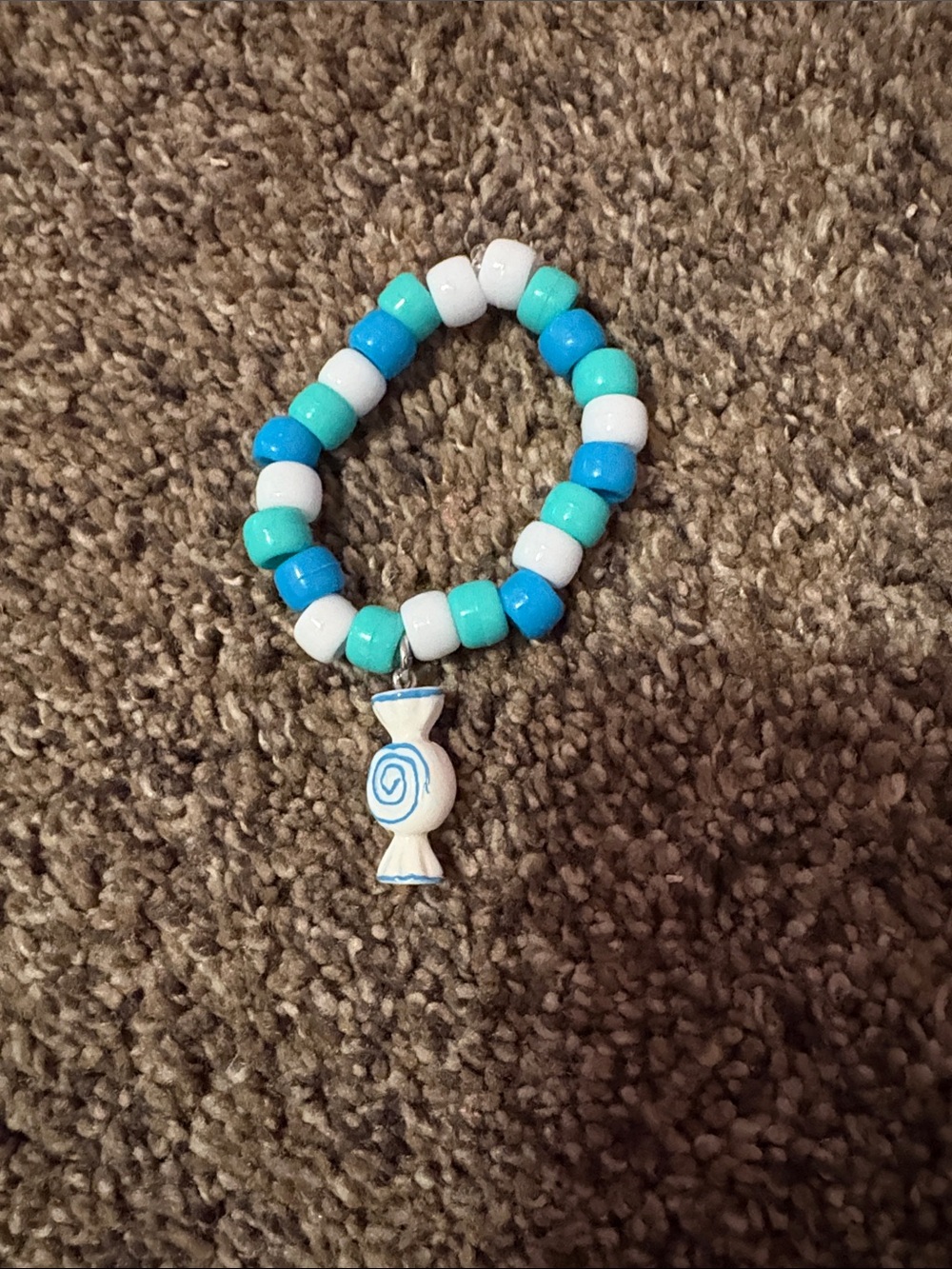 Blue white and teal candy charm bracelet